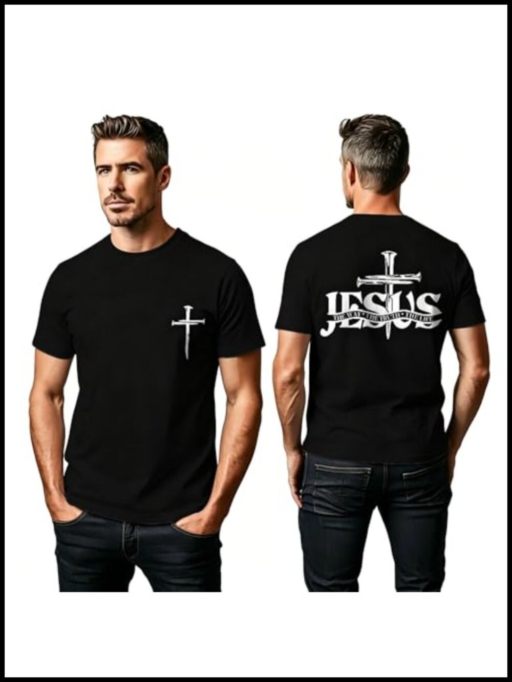 Christian Bible Verse Graphic Tee Men Short Sleeve Crew Neck Faith T-Shirt